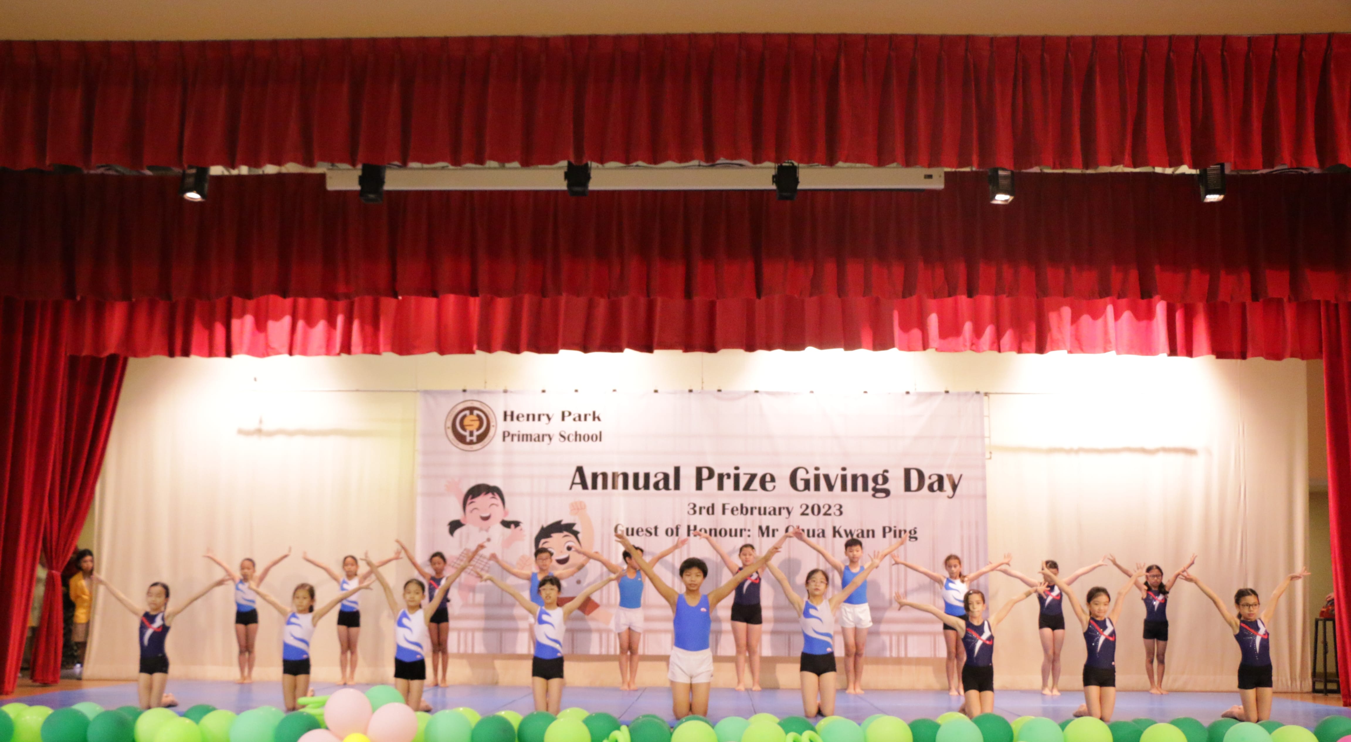 Young gymnasts performing for school Annual Prize Giving Day